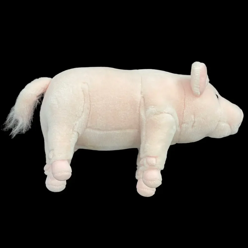 Realistic Pig Plush Pink Piglet Rigid Stuffed Animal No Tush Tag Stiff Toy READ